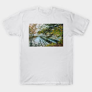 Route 9 Bridge over and reflected through trees and early morning T-Shirt